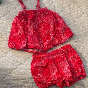 Red Bandana Print Kids Matching Set